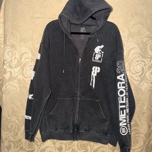 Linkin Park Gray Cotton-Blend Zip Up sweater